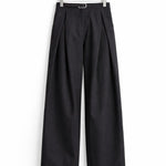 Pleated Front Wool Trousers for Men - Zwart