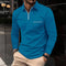 Long Sleeve Zip Polo Shirt with Chest Pocket for Men