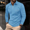Long Sleeve Zip Polo Shirt with Chest Pocket for Men