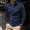 Long Sleeve Zip Polo Shirt with Chest Pocket for Men