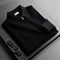 Polo Neck Ribbed Knit Pullover for Men - Black