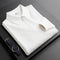 Polo Neck Ribbed Knit Pullover for Men - White
