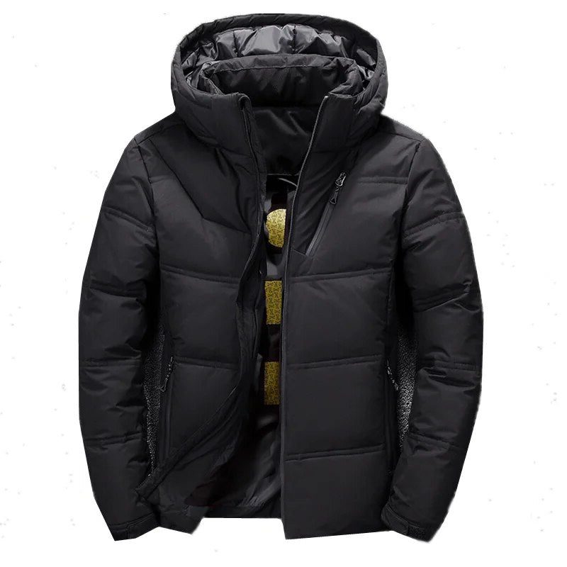 Puffer Jacket with Hood for Men - Black