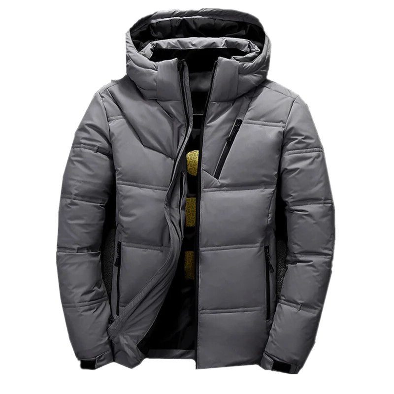 Puffer Jacket with Hood for Men - Dark Grey