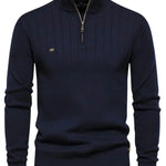 Quarter Zip Ribbed Knit Pullover for Men