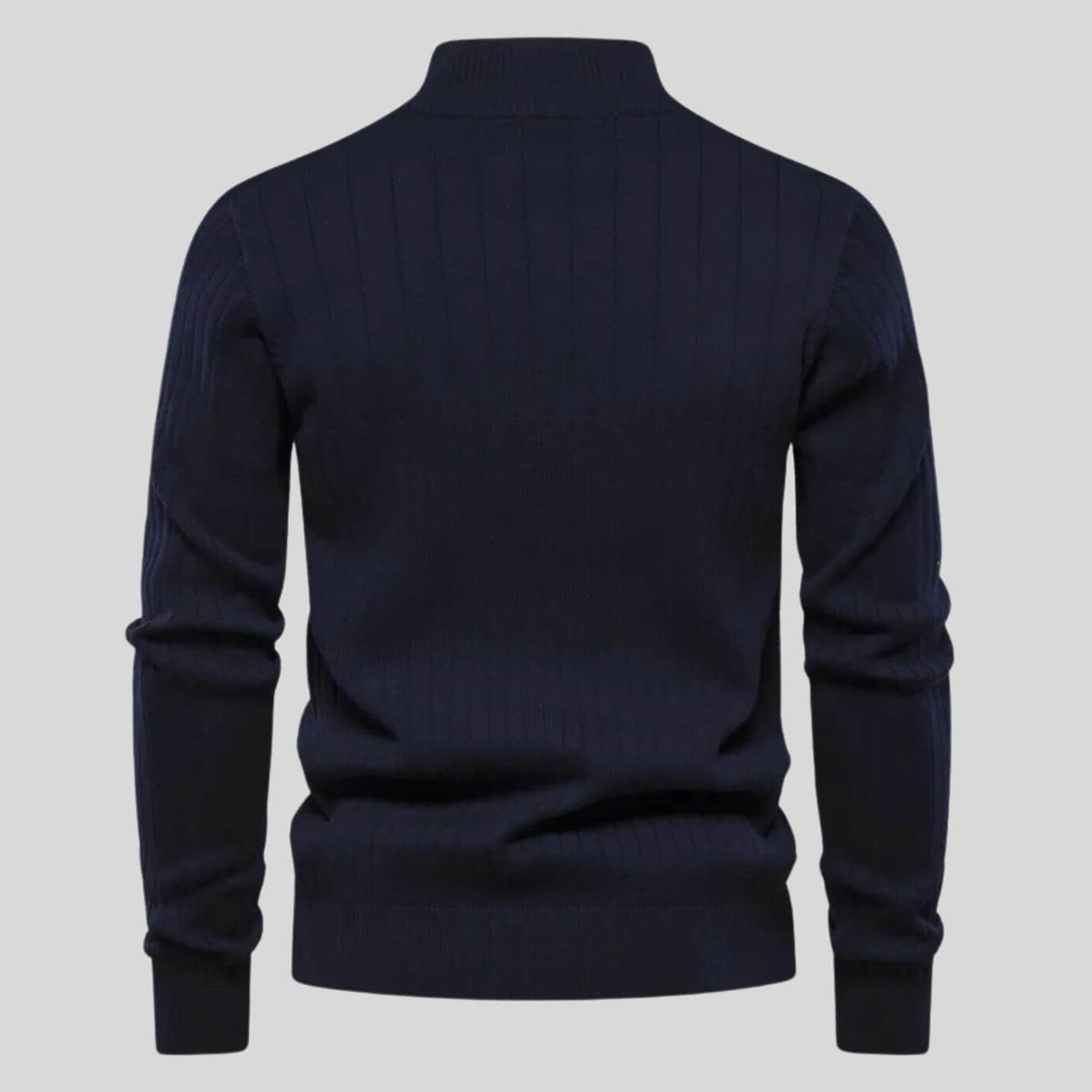 Quarter Zip Ribbed Knit Pullover for Men - View 2