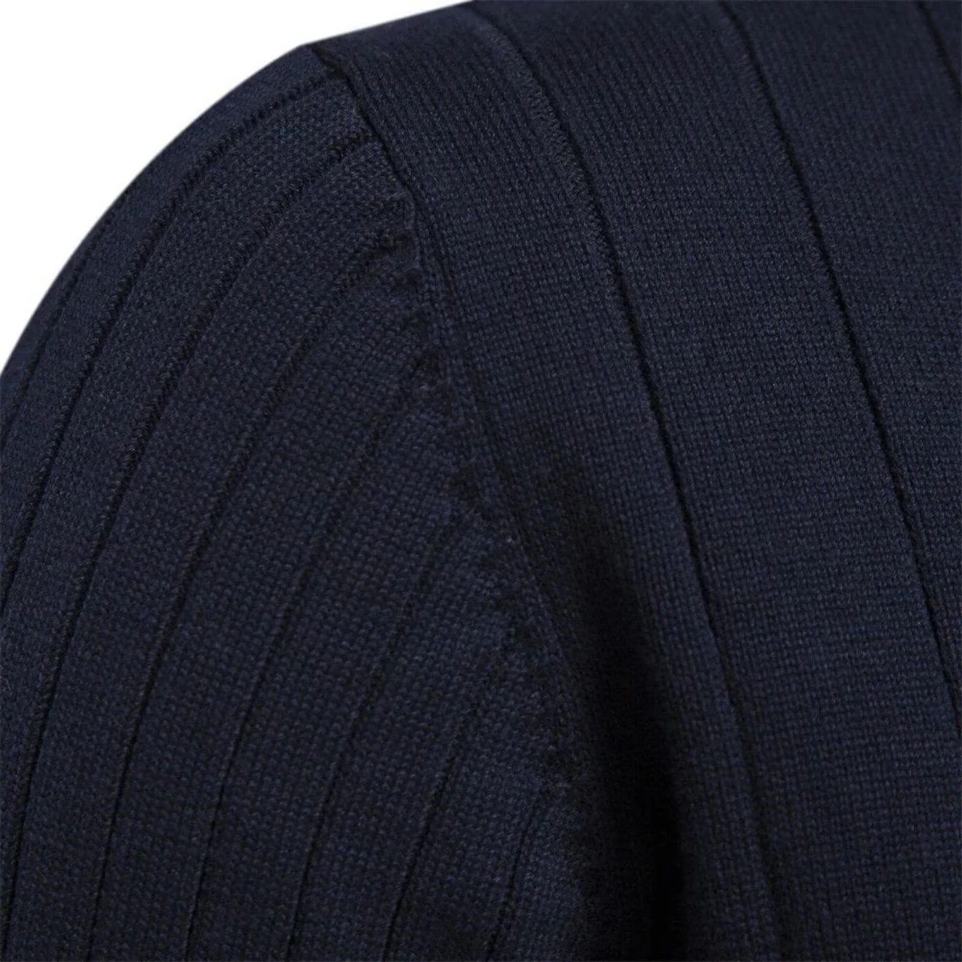 Quarter Zip Ribbed Knit Pullover for Men - View 3
