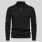 Quarter Zip Ribbed Knit Pullover for Men - Black