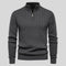 Quarter Zip Ribbed Knit Pullover for Men - Gray