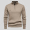 Quarter Zip Ribbed Knit Pullover for Men - Beige
