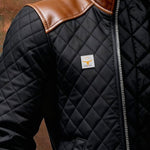 Quilted Bomber Jacket with Suede Collar for Men - View 2