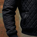 Quilted Bomber Jacket with Suede Collar for Men - View 3