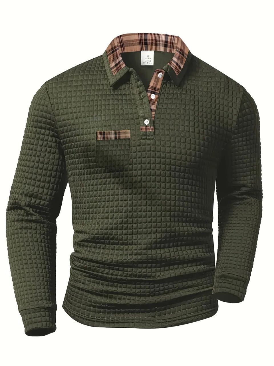 Quilted Grid Polo Shirt for Men