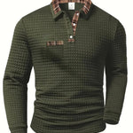 Quilted Grid Polo Shirt for Men