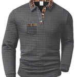 Quilted Grid Polo Shirt for Men - Grey