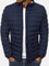 Lightweight Padded Bomber Jacket with Stand Collar for Men - Navy