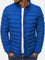 Lightweight Padded Bomber Jacket with Stand Collar for Men - Blue