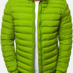 Lightweight Padded Bomber Jacket with Stand Collar for Men - Green