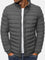 Lightweight Padded Bomber Jacket with Stand Collar for Men - Grey