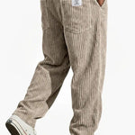 Relaxed Fit Corduroy Trousers for Men - Khaki