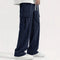 Corduroy Cargo Trousers with Relaxed Fit for Men - Navy