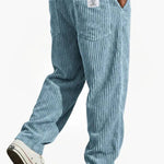 Relaxed Fit Corduroy Trousers for Men - Light Blue