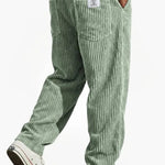 Relaxed Fit Corduroy Trousers for Men - Light Green