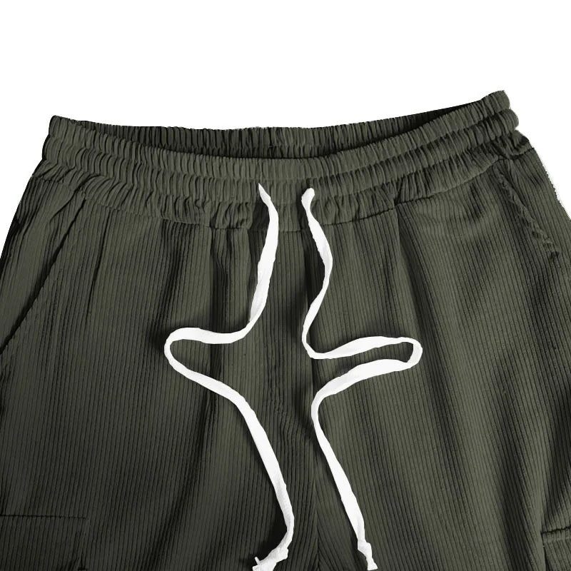 Corduroy Cargo Trousers with Relaxed Fit for Men - View 8