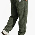 Relaxed Fit Corduroy Trousers for Men - Green