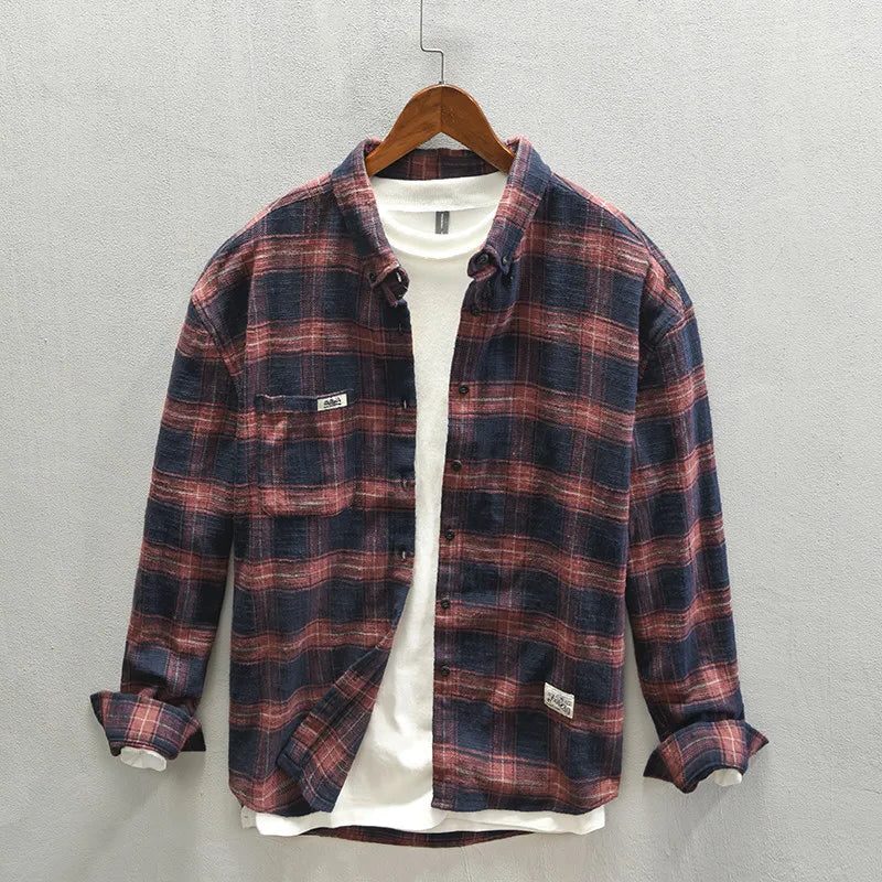 Relaxed Fit Plaid Shirt for Men