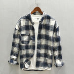 Relaxed Fit Plaid Shirt for Men - Drift Blue