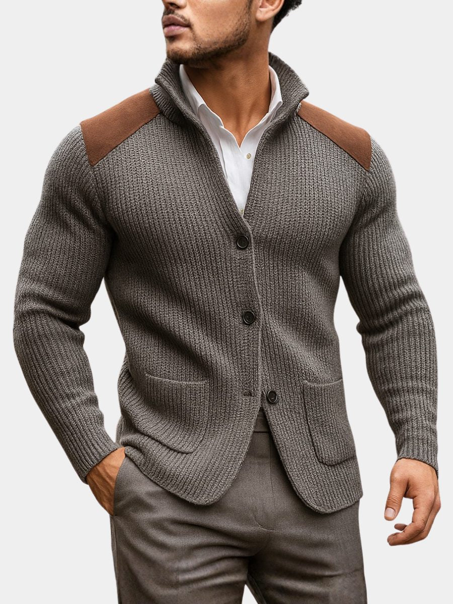 Ribbed Knit Button Cardigan for Men