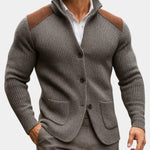 Ribbed Knit Button Cardigan for Men
