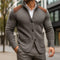 Ribbed Knit Button Cardigan for Men - Gray