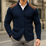 Ribbed Knit Button Cardigan for Men - Navy Blue