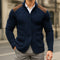 Ribbed Knit Button Cardigan for Men - Navy Blue