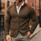 Ribbed Knit Button Cardigan for Men - Brown