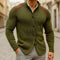 Ribbed Knit Button Cardigan for Men - Green