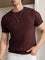 Ribbed Knit Crew Neck T-Shirt for Men - Brown