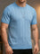 Ribbed Knit Crew Neck T-Shirt for Men - Light Blue