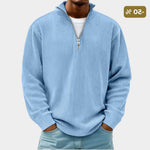 Ribbed Knit Half-Zip Jumper for Men