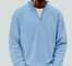 Ribbed Knit Half-Zip Jumper for Men - Blue