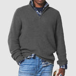 Chunky Ribbed Knit Half-Zip Jumper for Men - View 2