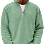 Ribbed Knit Half-Zip Jumper for Men - Green