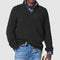 Chunky Ribbed Knit Half-Zip Jumper for Men - Black