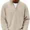 Ribbed Knit Half-Zip Jumper for Men - Khaki