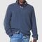Chunky Ribbed Knit Half-Zip Jumper for Men - Blue