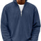 Ribbed Knit Half-Zip Jumper for Men - Navy Blue