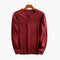 Ribbed Knit Henley Long Sleeve Top for Men - Red