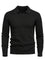 Ribbed Knit Polo Collar Sweater for Men - Black